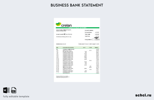 цифровая загрузка выписки по текущему счету компании Crelan, шаблон в формате Wo